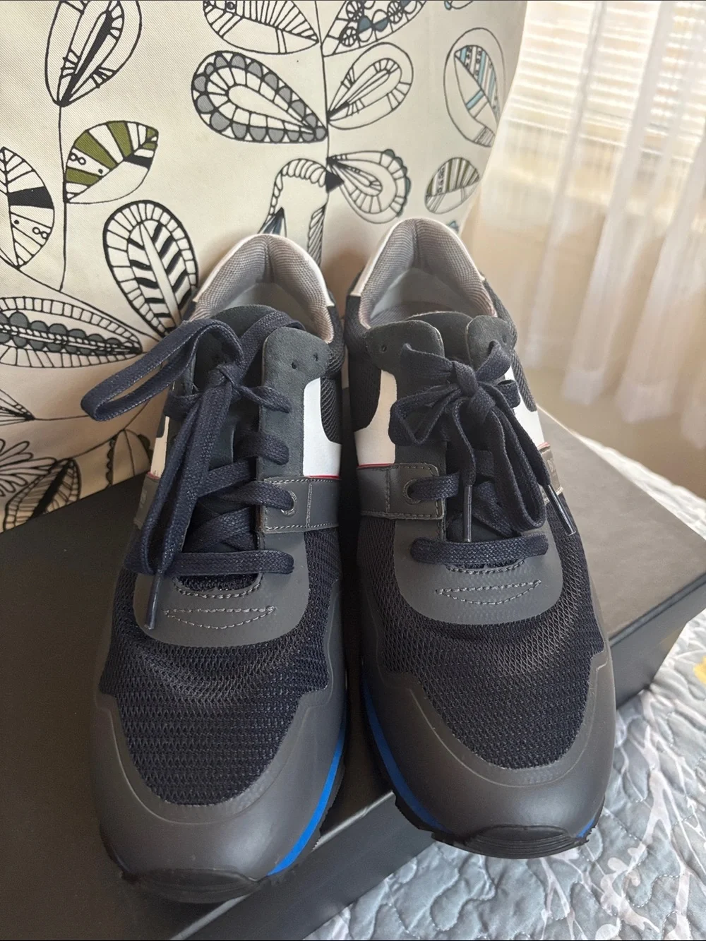 Boss Men's Black, White, Red & Blue Athletic Sneakers